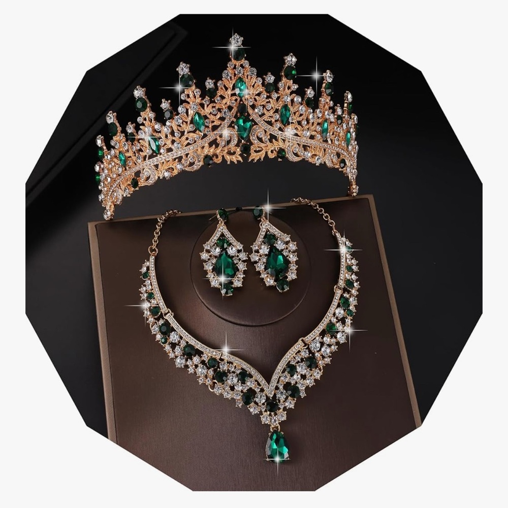 Tiaras and Crowns for Women,Tiaras Earrings Necklace, Crystal Bridal Jewelry Set